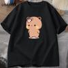 Men T-shirt Cute Cartoon Bubu Is Throwing Flip-flops At Dudu Tshirt Funny Cotton Short Sleeve Grpahic T Shirts Mens Clothes Tops