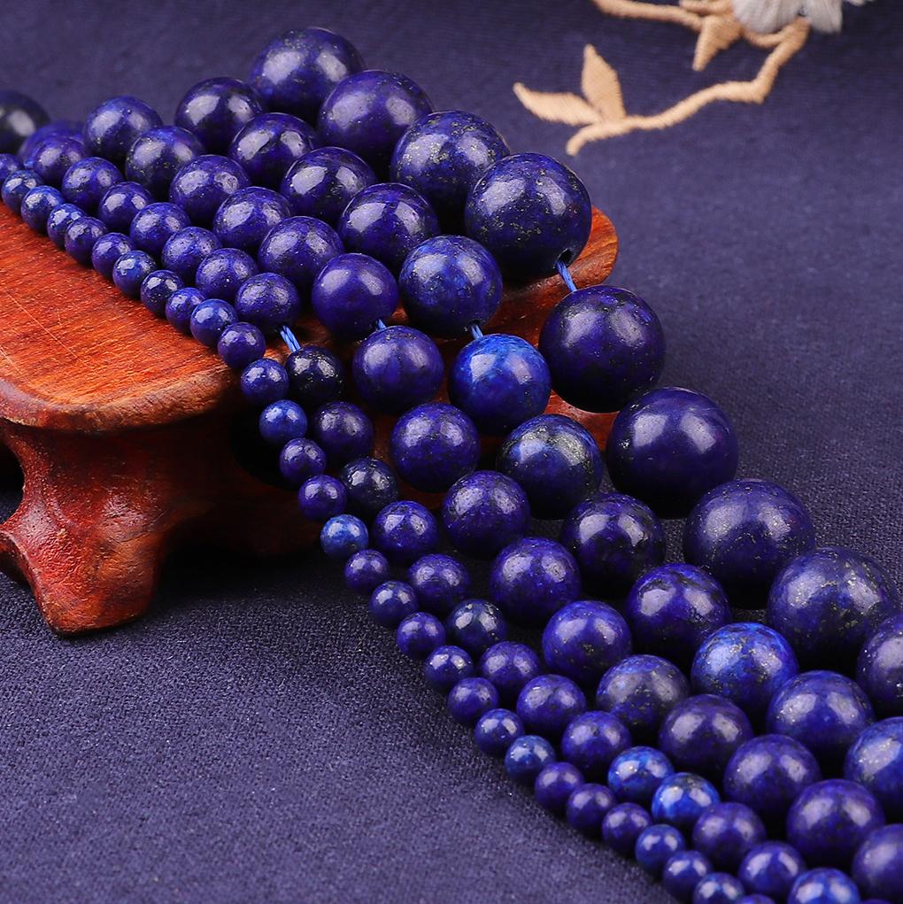 Натуральный камень лазурит круглые свободные бусины для изготовления ювелирных изделий Diy браслет ожерелье