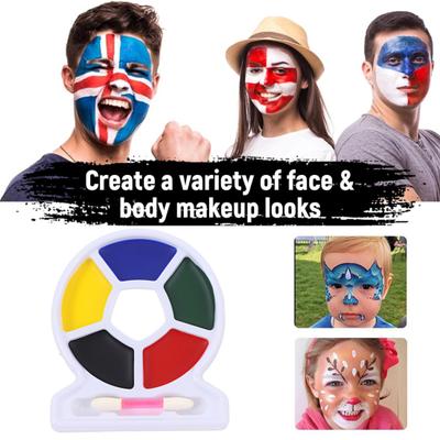 Цветовая палитра Футбольная форма 6 цветов на водной основе Краска для лица для тела Высокопигментированная Хэллоуин Косплей Вечеринка Лицо FX Палитра для макияжа для взрослых Детей