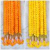 Marigold Flower Garland Long Flower Garlands for Door Toran Genda Phool for Wedding/Festivals with Bells and Rajnignadha (5 Yellow+5Orange / 5Ft)