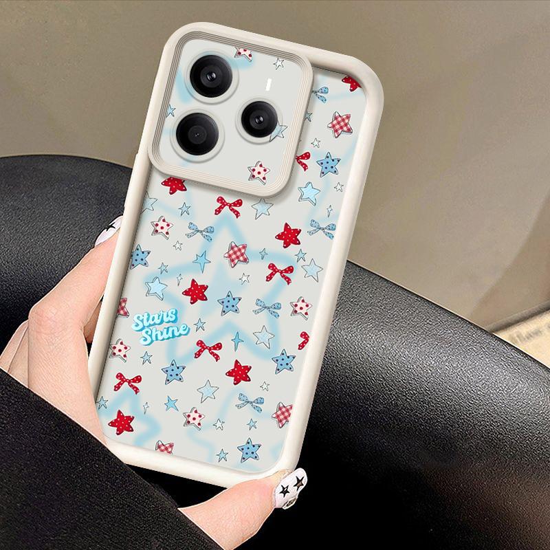 Blue Stars Bowknots Pattern Case For Xiaomi Redmi Note 14 13 Pro 5G 4G 12 11 Funda Xiaomi 14T 13T 11T Pro Shockproof Bumper Silicone Cover