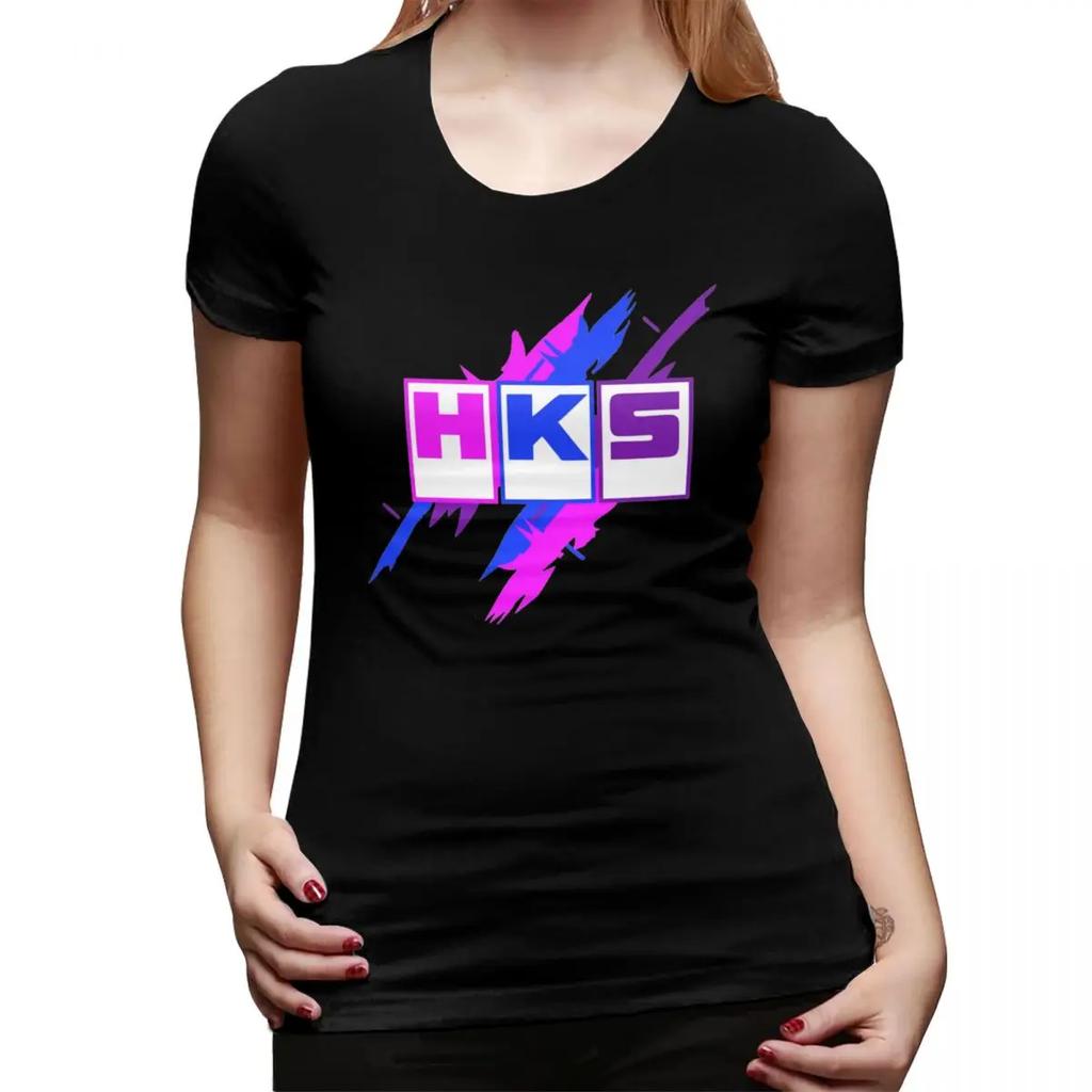 HKS Logo Car JDM TShirt for Women ONeck Streetwear T Shirts Womens Tees Short Summer Clothes Tops