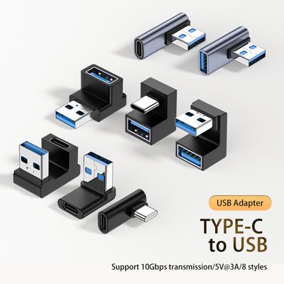 180-градусный угловой адаптер USB C Type C USB C OTG конвертер U-образный USB 3.0 Type C зарядный кабель для передачи данных адаптер телефонный разъем