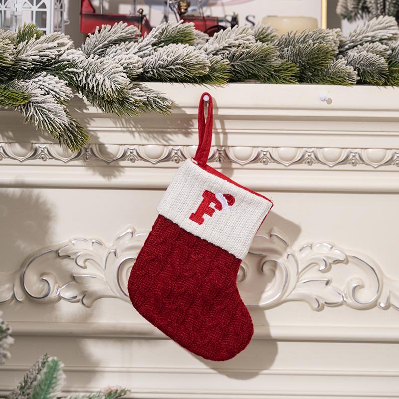 Creative Christmas Decorations Red Knitted Alphabet Embroidered Christmas Socks Color DIY Name Gift Socks