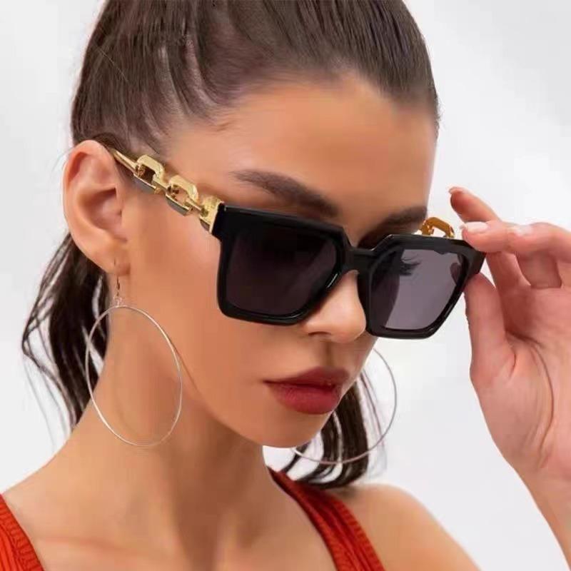 New Chain UV Resistant Sunglasses European and American Fashion Box Women's High-end Sunglasses