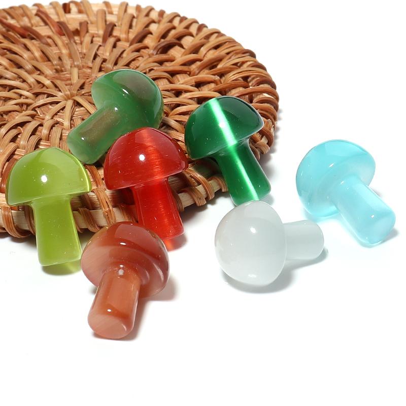 5Pcs/Lot 20×15mm Cat's Eye Beads Colorful Mushroom Shaped Nonporous Accessories For Jewelry Production Diy Charm Pendant