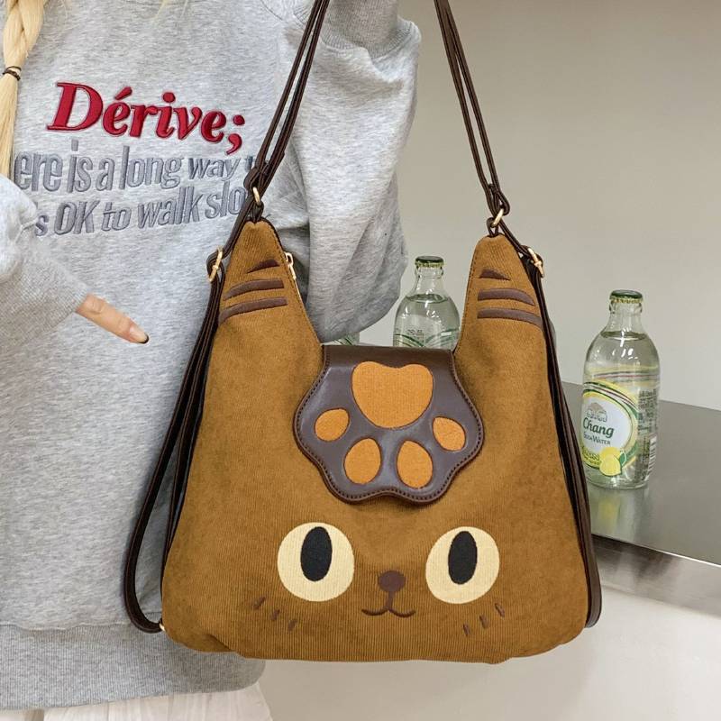 Fashionable Cat Pattern Crossbody Bag Made Of Nylon With Soft Structure And Spacious Interior For Women