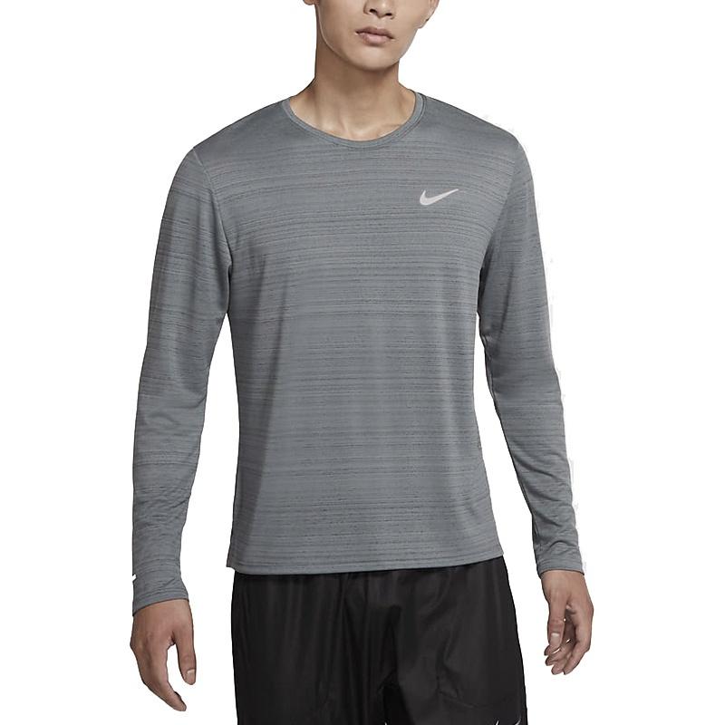 Nike Dri-FIT Miler Sports Running Gym Long Sleeves Smoke Grey Gray Men's CU5990-084