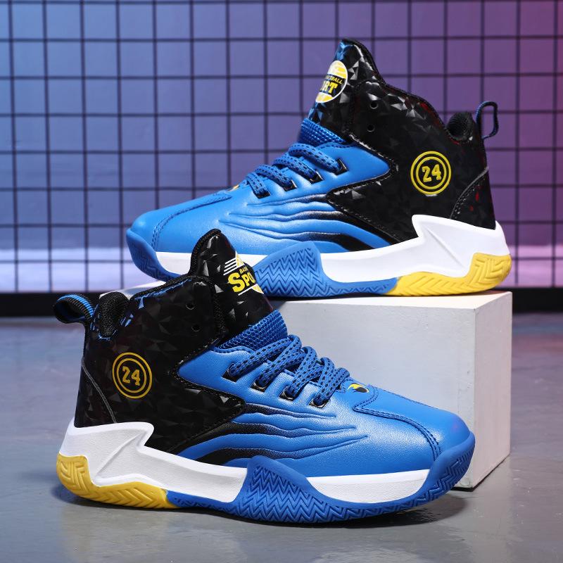 Boys Shoes 2025 Autumn and Winter New Children's Sports Shoes Boys Color Middle and Older Children's Shoes Basketball Shoes Waterproof Leather Surface