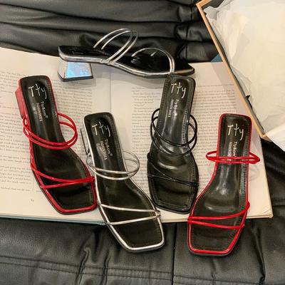 Мода Bailamos 2025 Лето Женские Шлепанцы Элегантные Женские Сандалии Квадратный Носок Сланцы с Перемычкой Низкий Каблук 2025 Sandalias Пляжные Слайды