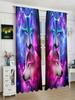 Set Of 2 Flat Curtains Polyester Material Double Wolf Print Art Design Pole Bag Bedroom Home Decoration Curtain Perfect For Sleeping Area