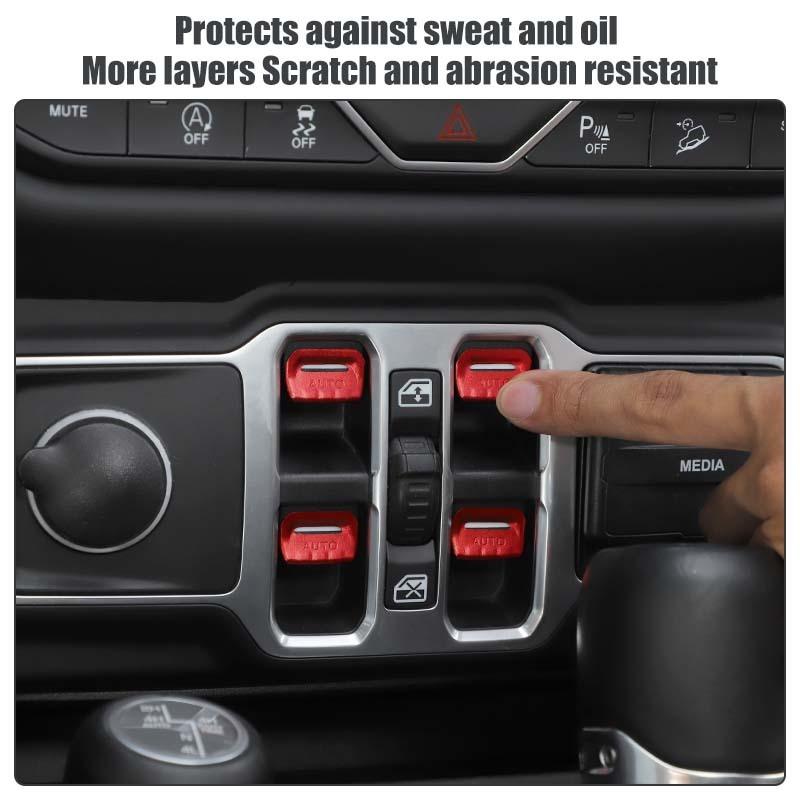 Aluminium Alloy Car Window Button Trim Decorative Stickers For Jeep Wrangler JL For JT Gladiator 2018 Up Interior Accessories