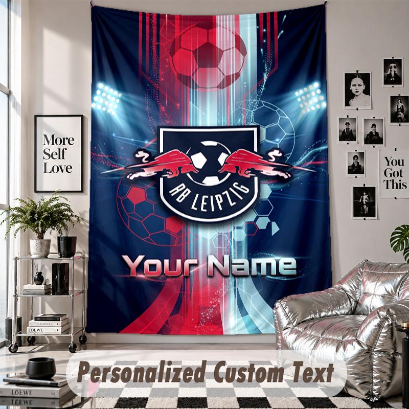 Wall Hanging Tapestry With Custom Name & Text, RB Leipzig FC Decorative Tapestry For Bedroom