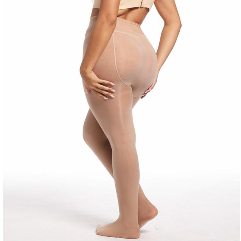 Глянцевые прозрачные колготки большого размера с высокой талией - Смесь нейлона и спандекса