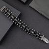 Мужской винтажный браслет премиум-класса в стиле панк из нержавеющей стали с байкерским черепом, плетеный кожаный браслет ручной работы, готические мужские украшения