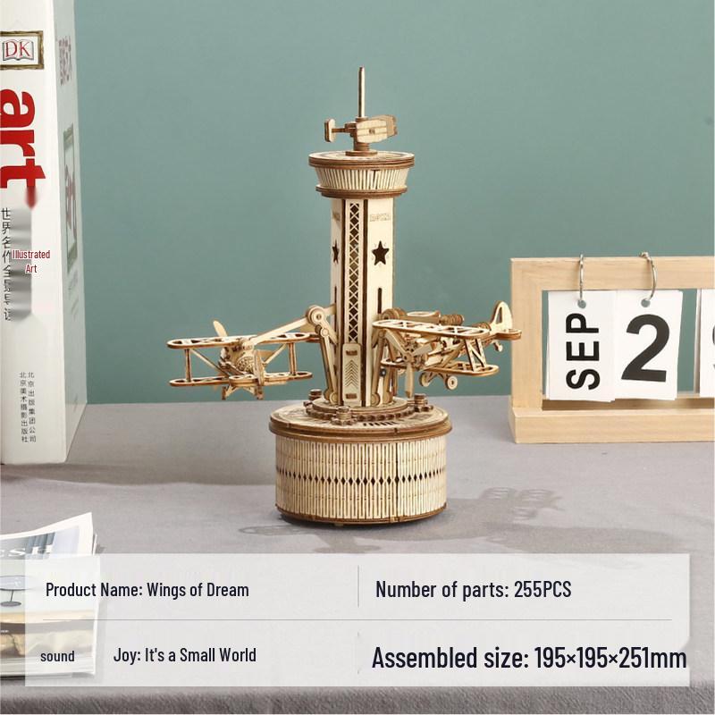 Вращающаяся карусель Деревянная музыкальная шкатулка – Сборка своими руками, Сделано вручную, Искренний подарок