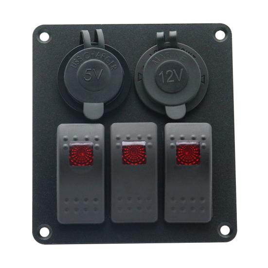 Панель клавишных переключателей, 3-клавишная розетка с зажиганием, водонепроницаемое зарядное устройство USB IP66 12 В/24 В