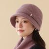Women's Dome-shaped Face Showing Small Knitted Warm and Fashionable Front Turned Fisherman Hat New Autumn and Winter Rabbit Fur Basin Hat Trendy