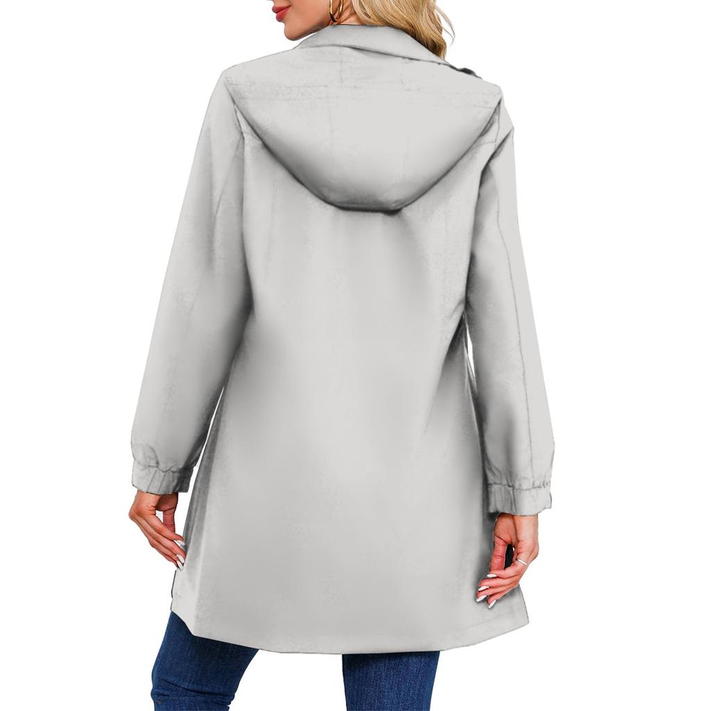 Женская модная ветровка с лацканами, однотонная повседневная куртка с длинным рукавом