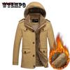 Мужская зимняя куртка с капюшоном, куртка плюс бархатное толстое теплое пальто, длинная тонкая парка в стиле ретро