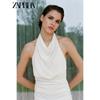 Zaprha 2025 Summer New Fashion Temperament All-Match Backless Neck Collar Slim fit Long Dress 3152312