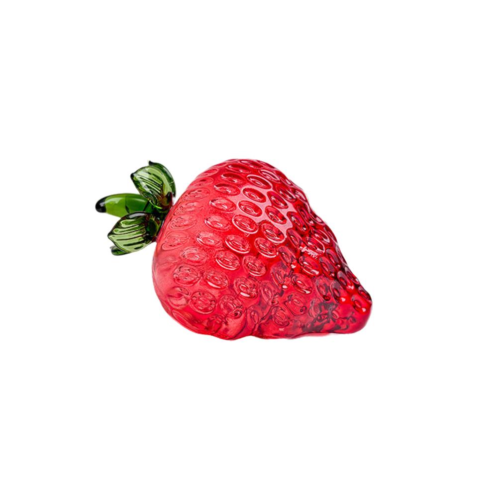 Red Strawberry Glass Decorative Fruit For Table