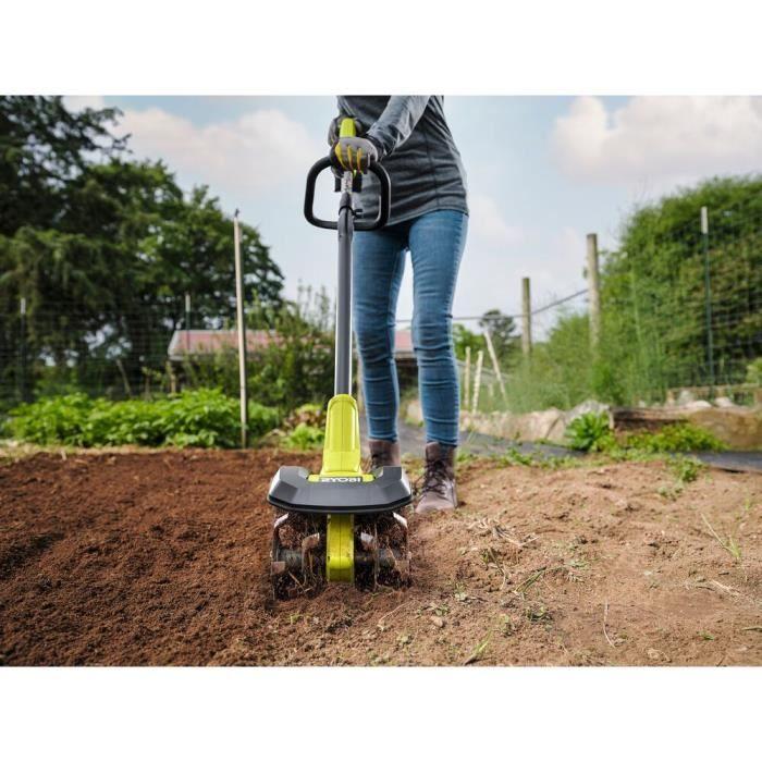 RYOBI - Bineuse 18V ONE+ - Largeur De Travail 20 Cm - Profondeur 10 Cm - 4 Fraises Ø 16 Cm - Sans Batterie Ni Chargeur - RY18CVA-0