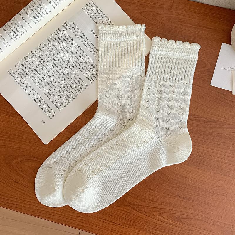 Женские летние тонкие новинки дышащая сетка темный цветок свободный раструб студенческий стиль носки-гольфы