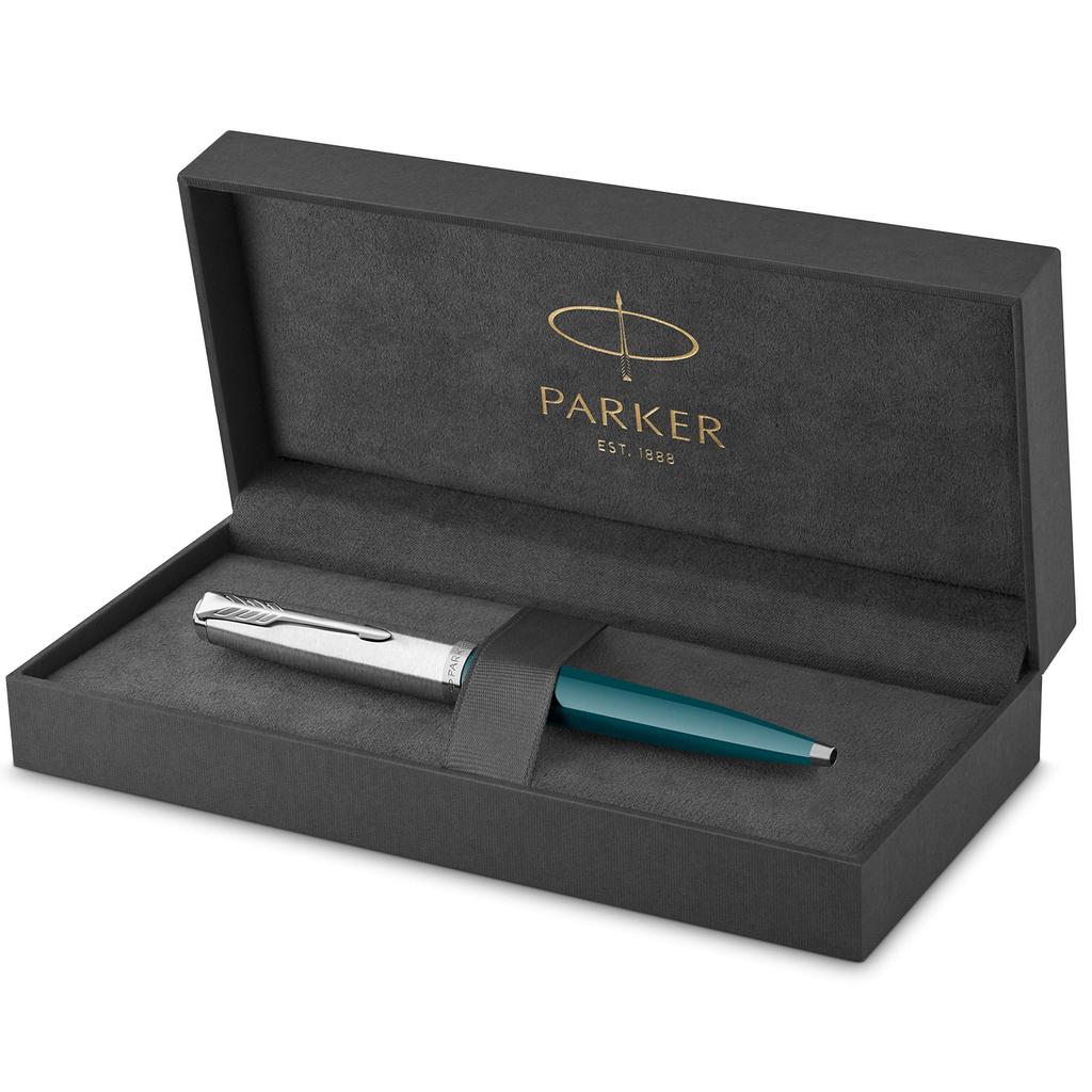Parker Шариковая ручка 51 Бирюзово-синяя Средняя Подарочная Официальная 2123510Z CT, Наконечник, На масляной основе, В коробке, Импортная,