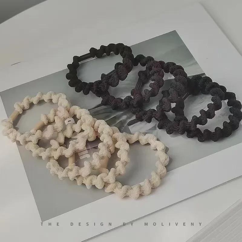 Black High Ponytail Elastic Hairband - Stylish Leather Threaded Hair Tie for Women