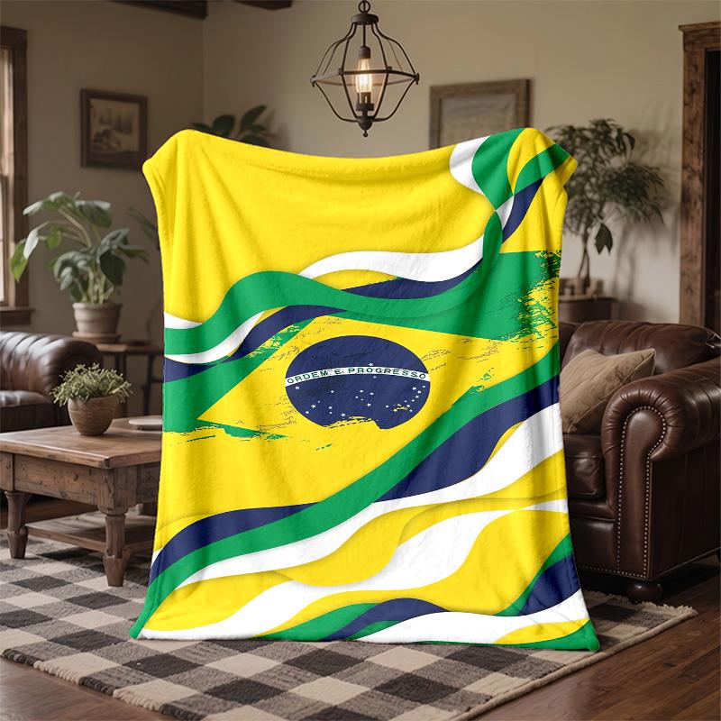 Brazil national football team Print Flannel Blanket Soft Warm Sofa Bed Throw Blanket For Home Office Bedroom