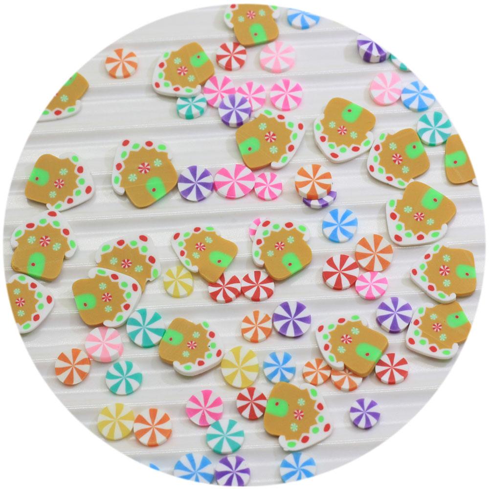 Christmas House Mint Candy Polymer Clay Slices Mixed Sprinkles for Slime Decoration DIY Crafts