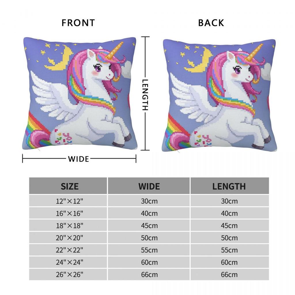 Here The Unicorn Rainbow Square Pillowcase Polyester Linen Velvet Creative Zip Decor Pillow Case Home Cushion Cover