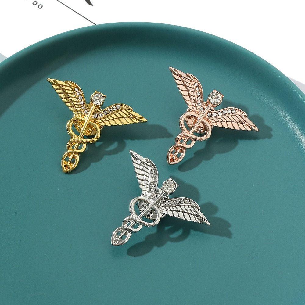 Zinc Zinc Alloy Men's Badge Pin Rhinestone Shirt Collar Lapel Pin Sweet Angel Wings Brooches Teenage