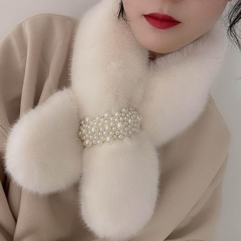 Fashion Imitation Rabbit Fur Collar Scarf Autumn Winter Plush Thicken Keep Warm Scarf