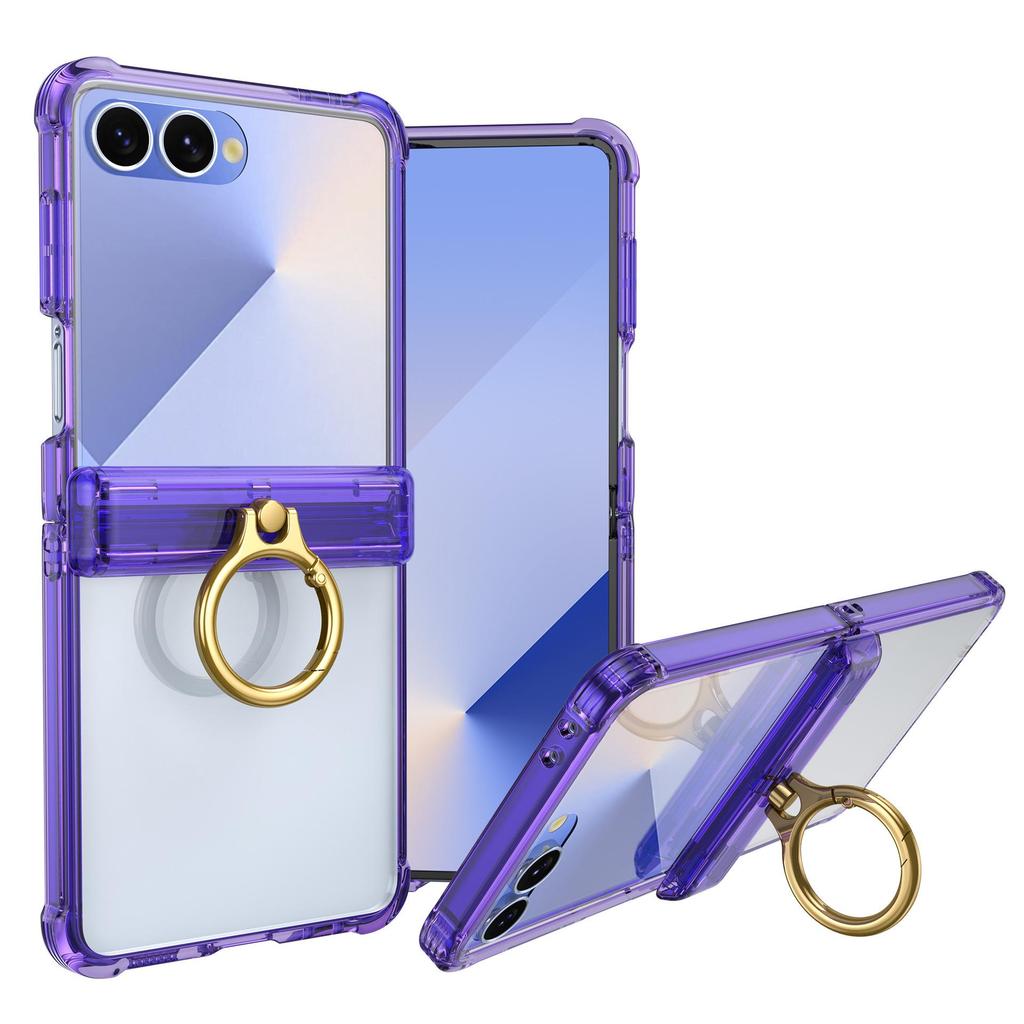 Samsung Z Flip7 FE Protective Case with Spring Hinge and Mid-Axis Ring Holder, Compatible with Flip6/5