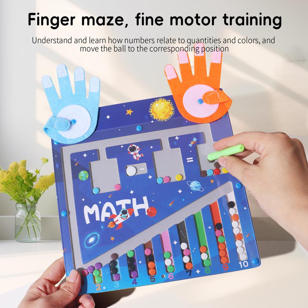 Деревянная доска для рисования пальчиковой арифметикой, лабиринт, развивающие игрушки, обучение математическим операциям сложения и вычитания, когнитивная доска для сопоставления