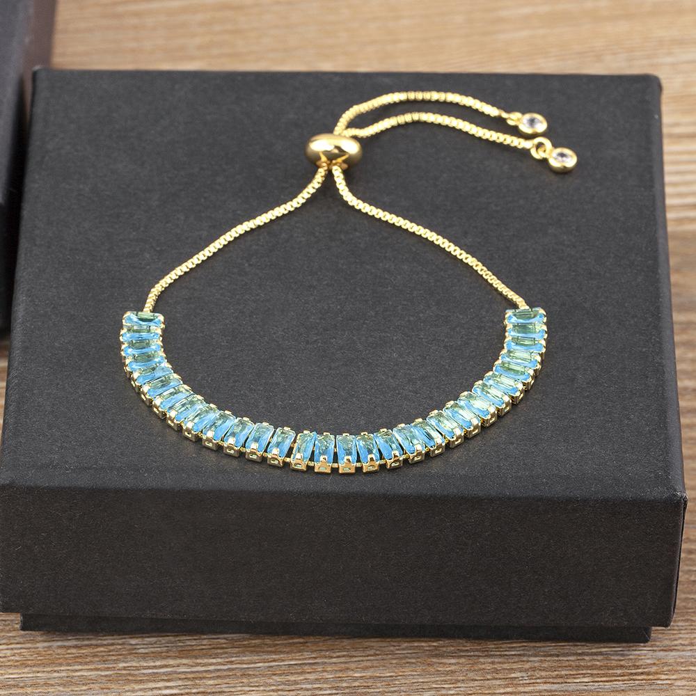 Nidin New Fashion Multicolor Crystal Zircon Chain Bracelets For Women Female Elegant Aesthetic Adjustable Jewelry Gift Wholesale