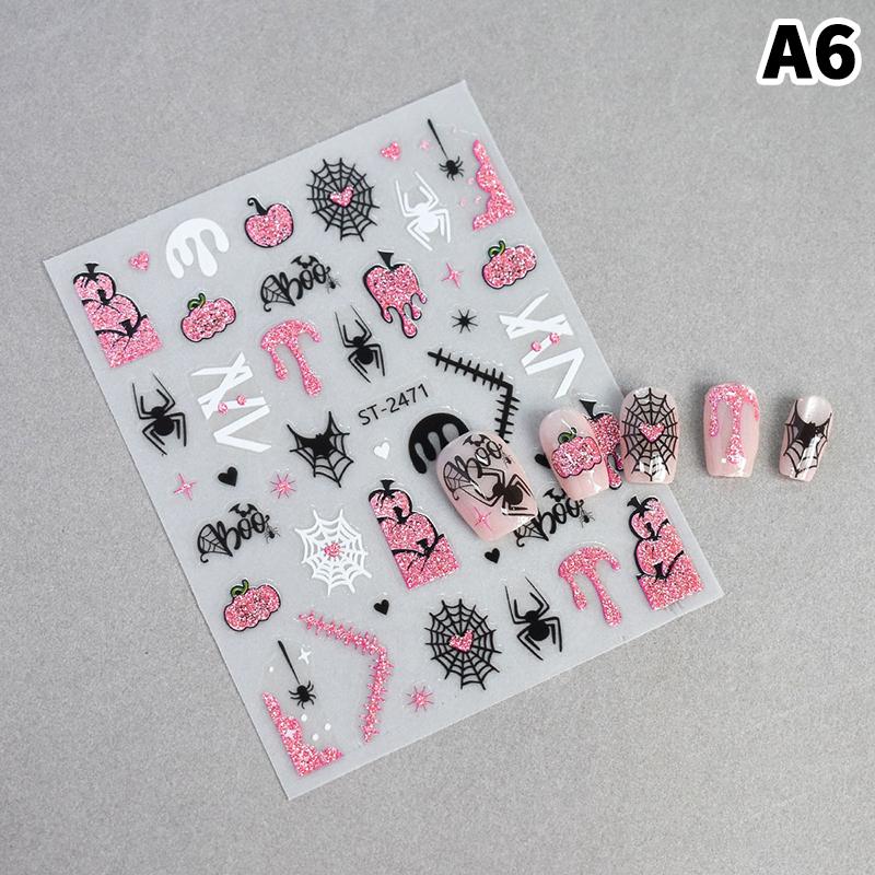 1/4Pcs Halloween Cute Spider Nail Stickers Slide Decals Manicure Decoration Nail Supplies for Creative Nail Design