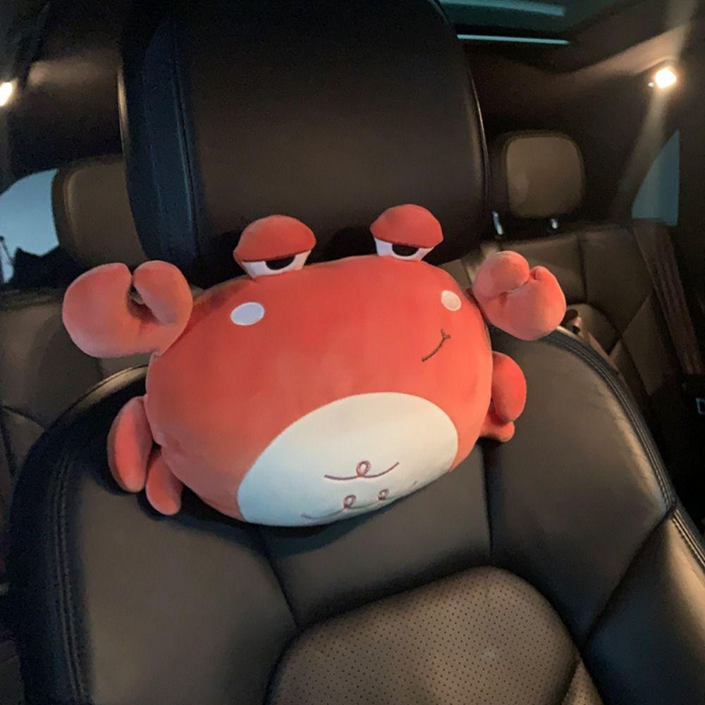 Cartoon Lion Lion Plush Car Neck Pillow Crab Car Waist Cushion Cute Auto Headrest  Car Accessorie