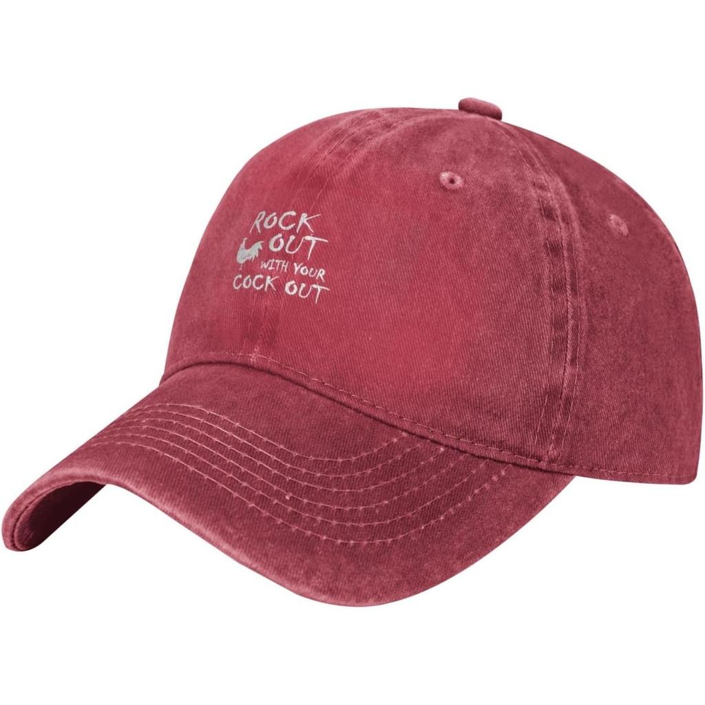 Rock Out With Your Cock Out Baseball Cap Washed Denim Adult Adjustable Sports Golf Hat
