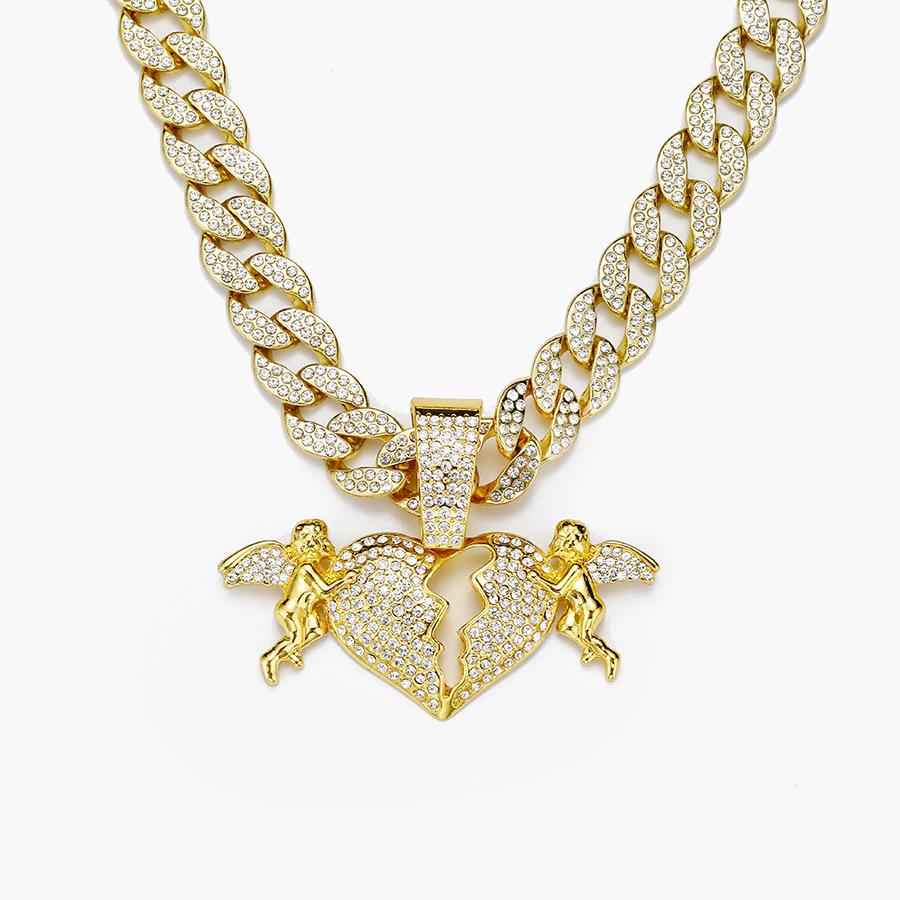 Подвеска «Ангел любви», полная бриллиантов, кубинская цепочка, персонализированное модное ожерелье в стиле европейский и американский уличный хип-хоп