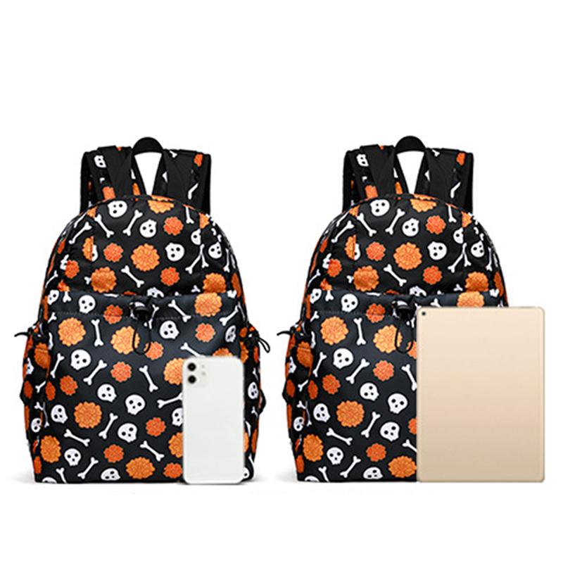 Halloween Backpack New Skull Print Women Backpack Fashion Large-capacity Lightweight Travel Commuter Backpack