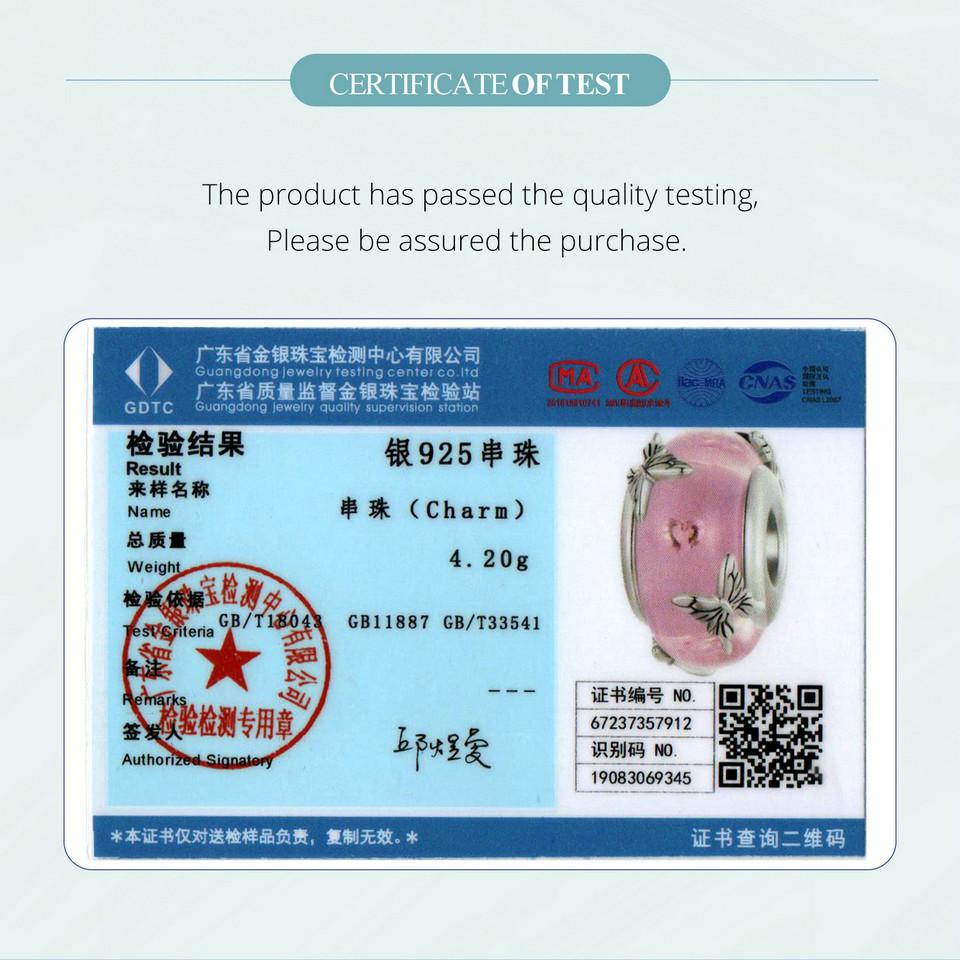 WOSTU Стерлингового Серебра 925 Розовые Стеклянные Бусины Прозрачная Бабочка Шарм Подходит Для Женщин Оригинальные Браслеты DIY Ювелирные Изделия