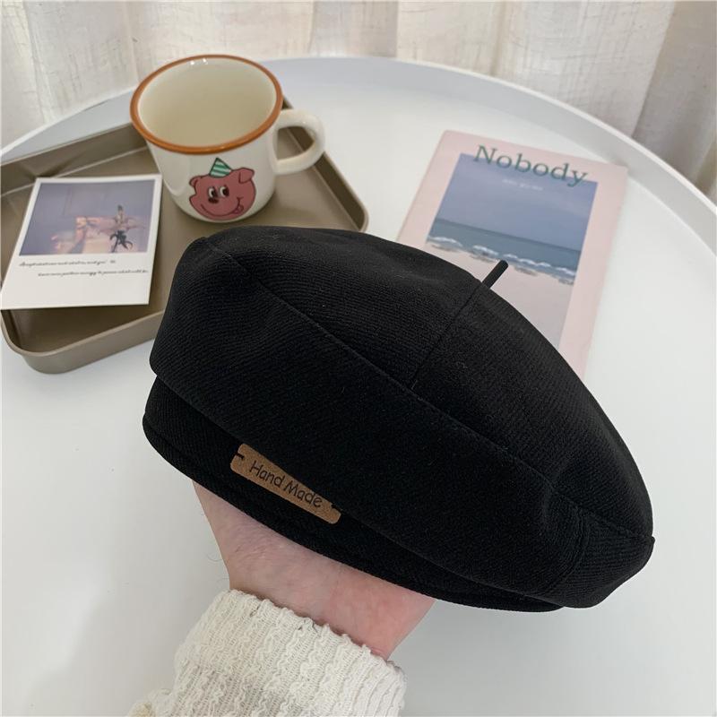 Modern Woolen Beret Hat For Women Winter Large Head English Painter Cap