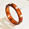 Pearl Shell Resin Cuff Bracelet Round Chunky Bangle Vintage Wide Cuff Bracelet  Gifts