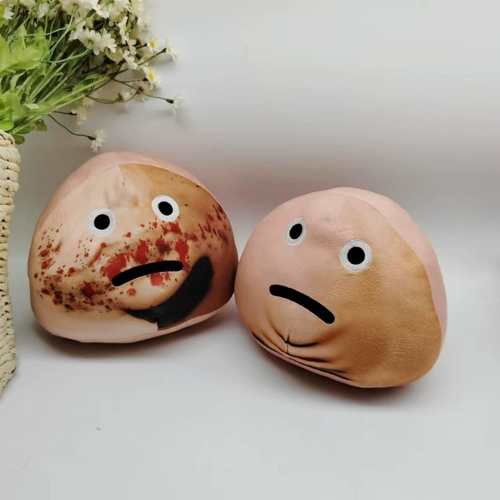 20cm Evil Pou Revenge Plushie Doll, Terrifying Flesh Colored Triangular Doll,Pou's Revenge Plush Doll Pillow for Fans
