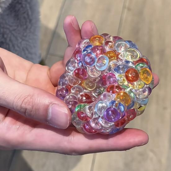 2Pcs Bead Filled Stress Ball Toy Anxiety Relief Squeeze Ball Sensory Toy Kids Teens Adults Portable Soft TPR Ball Pinch Fidget Toy