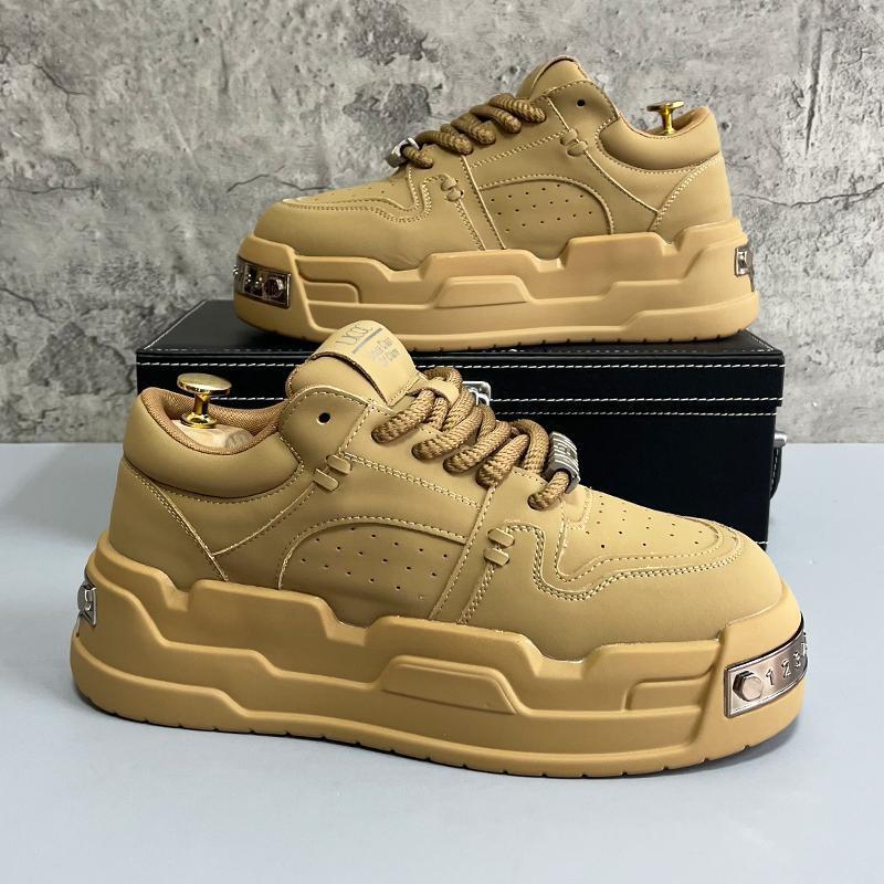 Mens White Platform Sneakers Thick Sole Casual Shoes Design Trendy Bread Shoe Unisex Comfortable Daily Wear