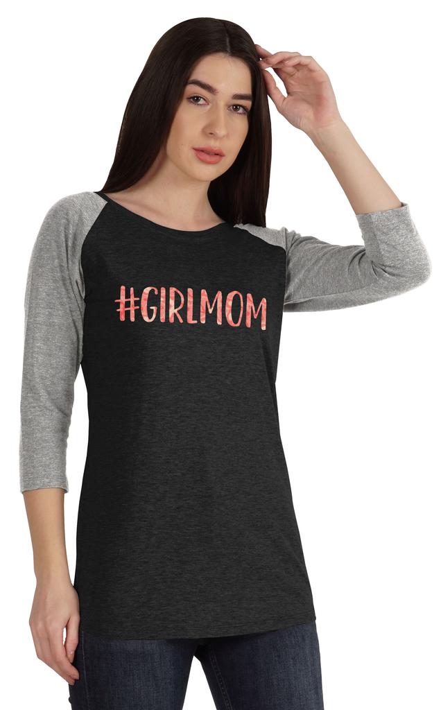 Inkmeso #Girl MomTshirt Топы для женщин Хлопковая рубашка с рукавами реглан для матери